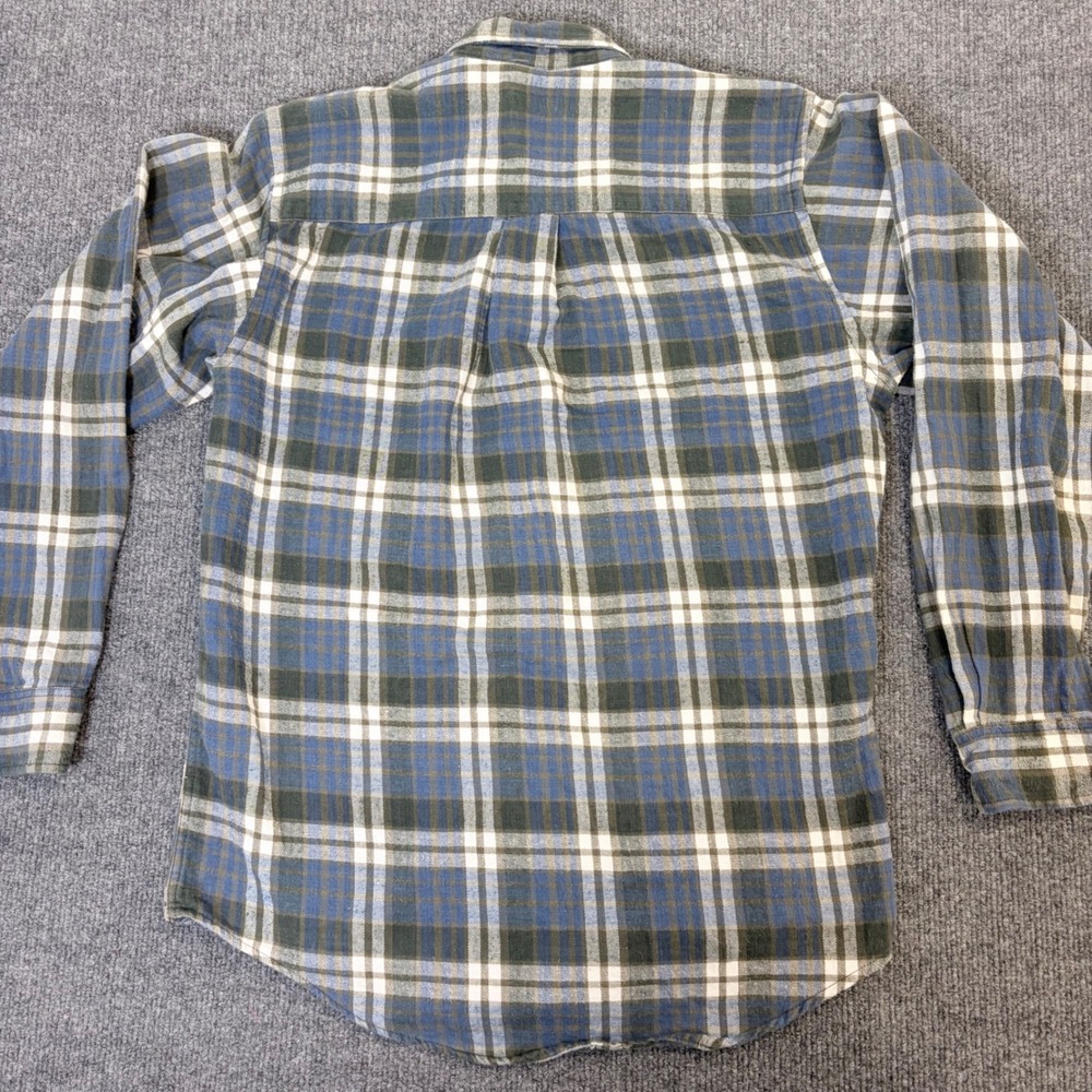 Cambridge Classics Mens Small Blue Green Plaid Flannel Button Down Shirt Cotton - Picture 4 of 11